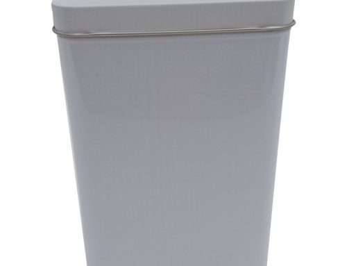 Cr17W Rectangular Tea Tin Box (White) 100x71x150mm
